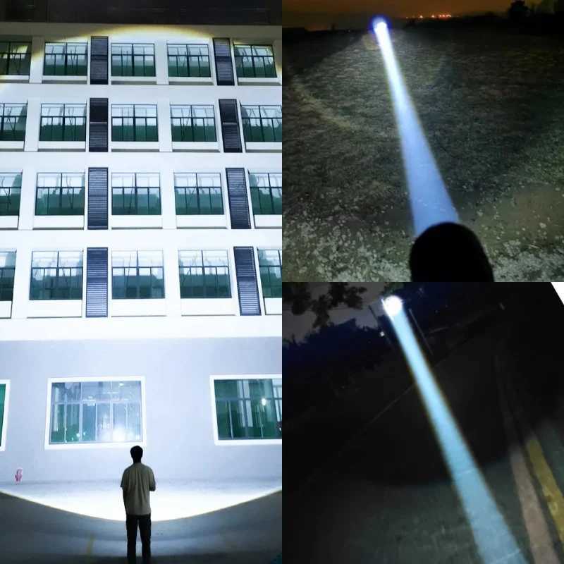 15000mAh Super Big Flashlight USB Rechargeable 6000M Most Strong LED FlashLight Long Range Torch Zoom Outdoor Camping Lantern D250928