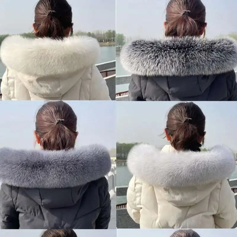Winter Fox Fur Collar Women Real Fur Shawls Scarf Warm Genuine Leather Grass Down Jacket Cottonpadded Jacket Hood Trims Decor 250928