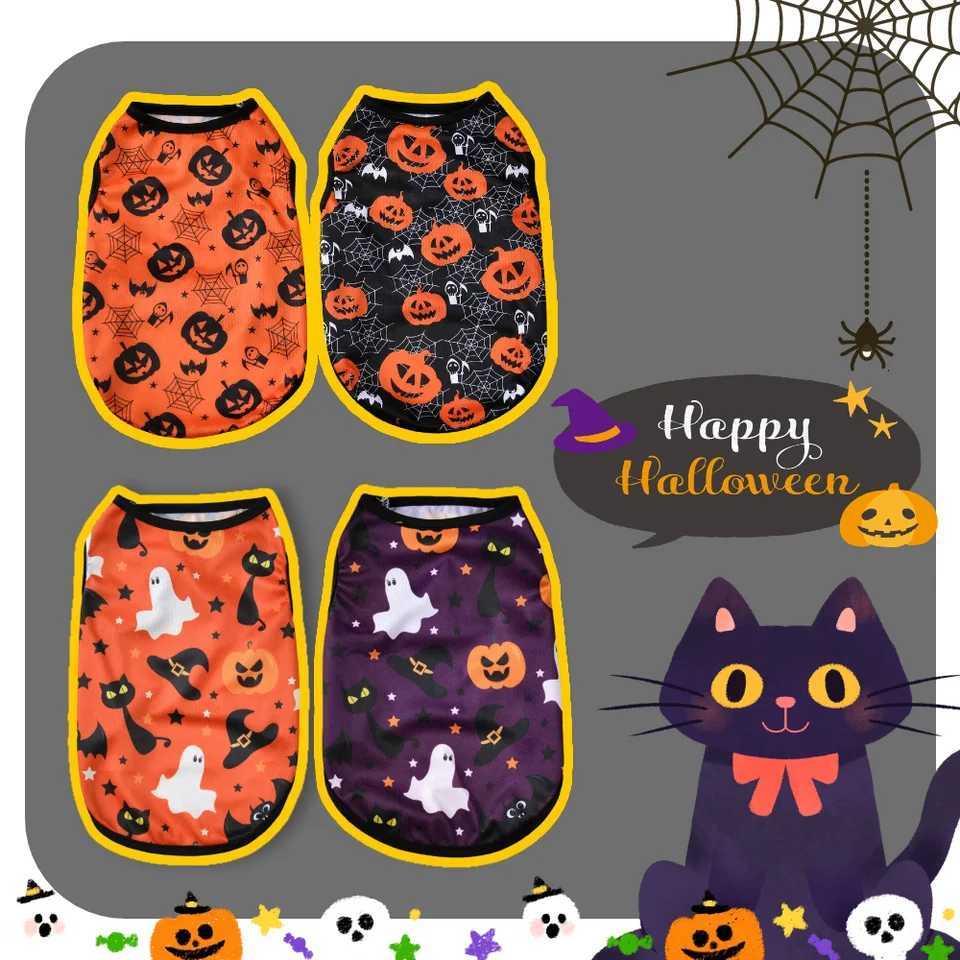 Dog Summer Clothes Small Medium Dogs Cats Soft Halloween Pumpkin Print Breathable Pets Tshirt Party Yorkshire Chihuahua Costume X250928