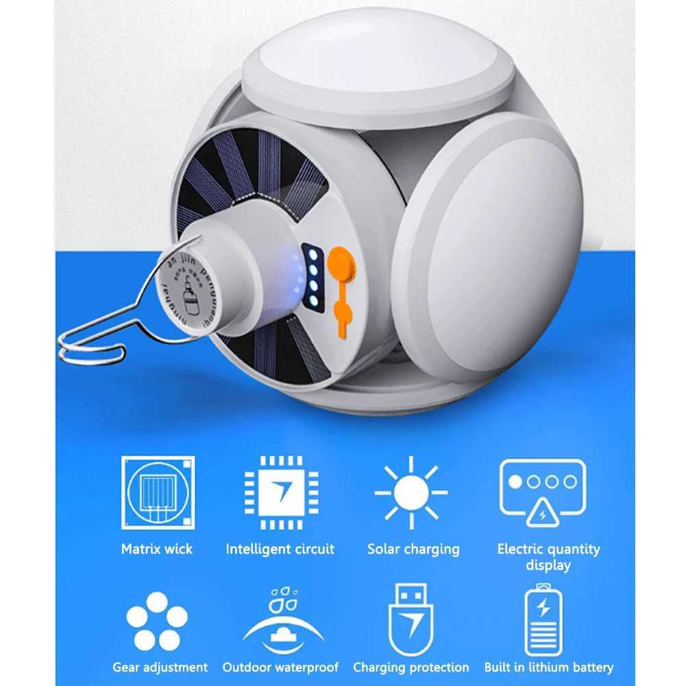LED Solar Camping Light Bulb Rechargeable Flashlight Night Lamp Camping Supplies 5 Gears Adjustable Portable Lantern C250928