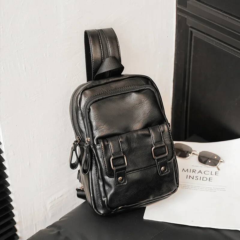 Lightweight Multifunction Men's Backpack Fashion Chest Shoulder Bags For Men Crossbody Bag PU Leather Small Backpacks high-quality