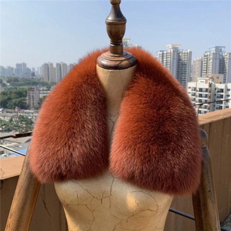 Fox Fur Collar Winter Real Fur Scarf For Coat Short Scarves Natural Fur Scarf for Women Genuine Square Collar Short Muffler 250928