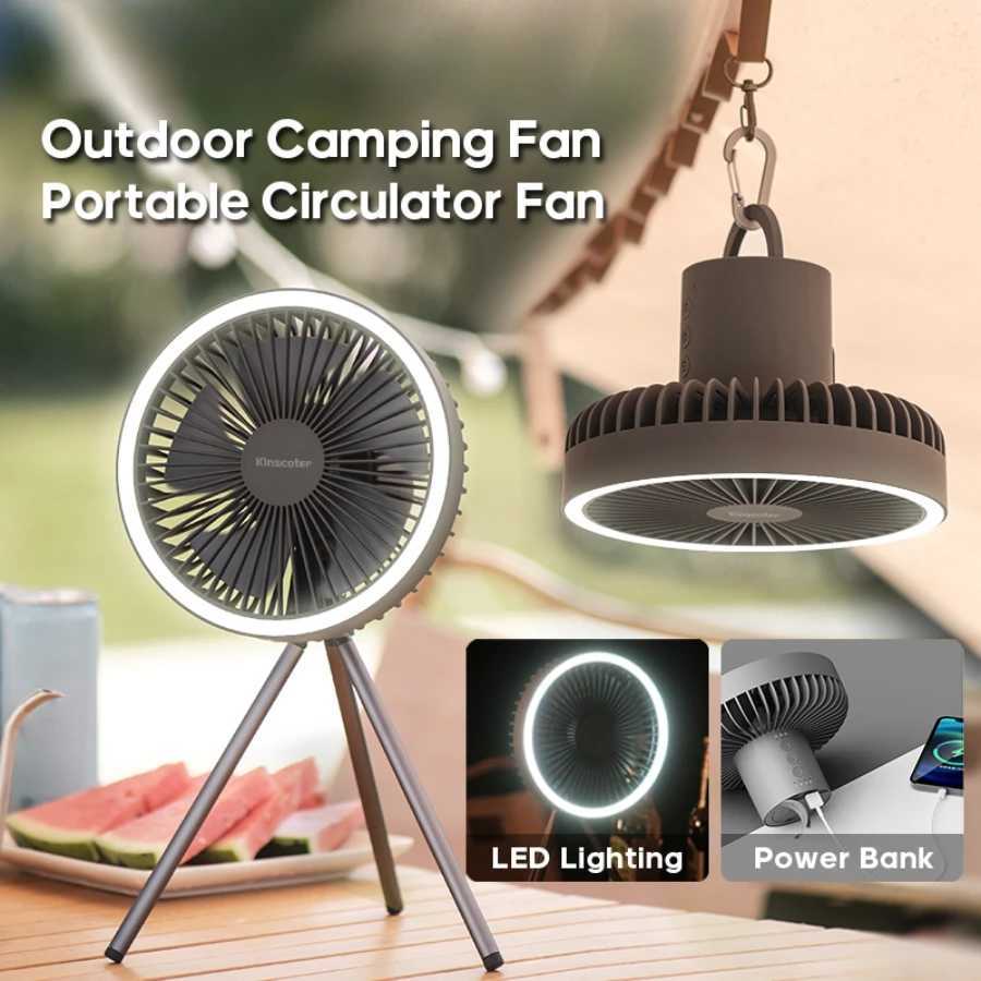10000mAh Camping Fan Rechargeable Desktop Portable Circulator Wireless Ceiling Electric Fan with Power Bank LED Lighting C250928
