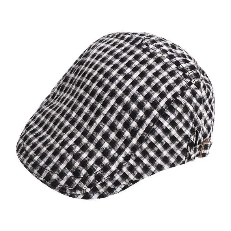 Japanese beret womens spring and summer checkered newsboy painter hat forward hat suitable for outdoor leisure U250928