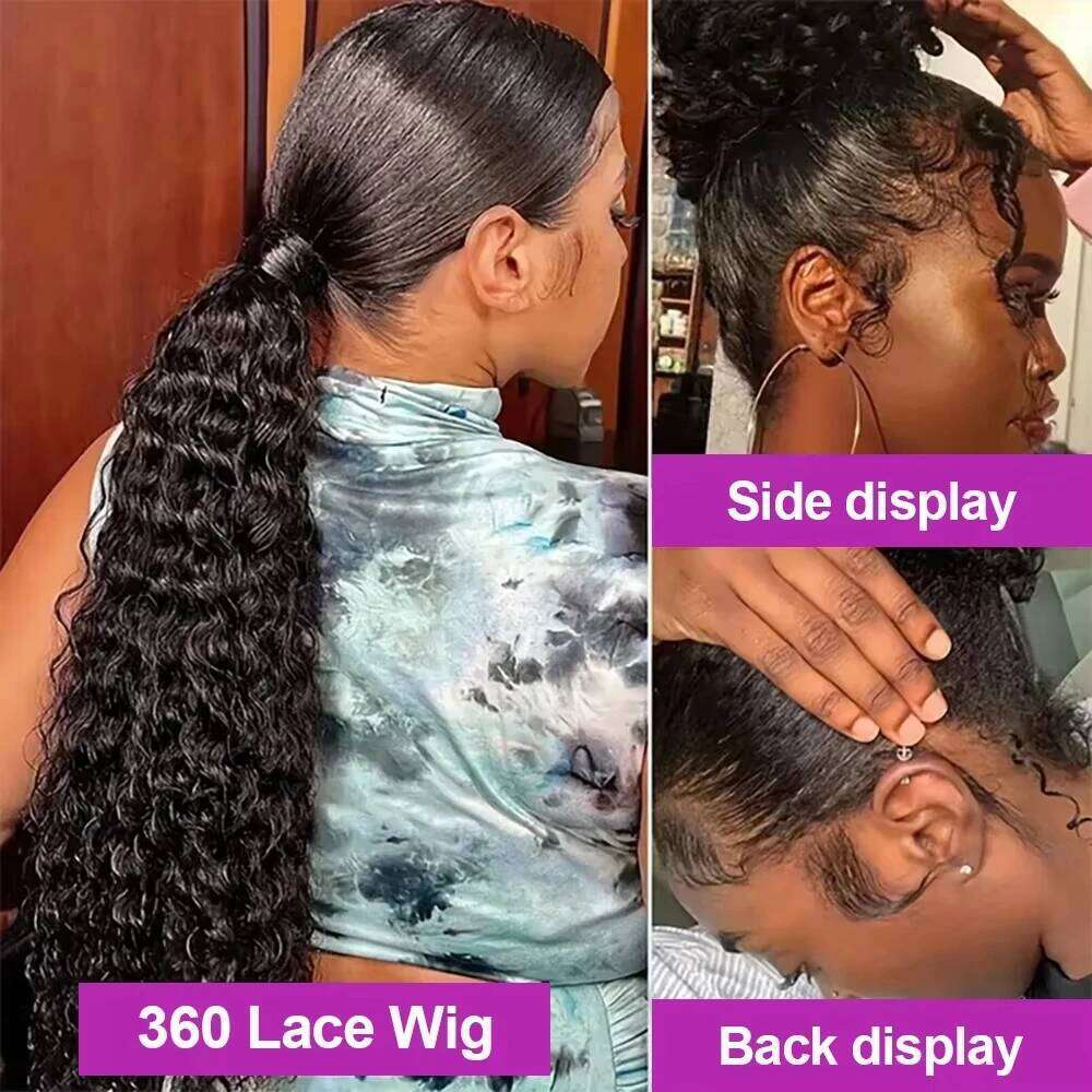 Invisible Strap HD Full Human Hair Glueless Pre Cut 200 Density Deep Curly 360 Lace Front Wig Preplucked Xiusiyuan2509