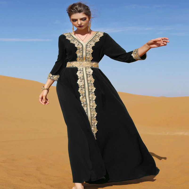 Eid Party Dress for Women Lace Dubai Arab Ramadan Abayas Caftan Kaftan Vestido Muslim Woman Abaya Long Dresses 240715