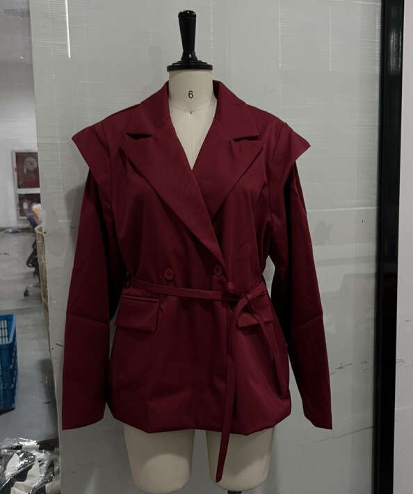 2025 Spring and Autumn Korean Style Elegant Lace-Up Padded Shoulder High-End Blazer