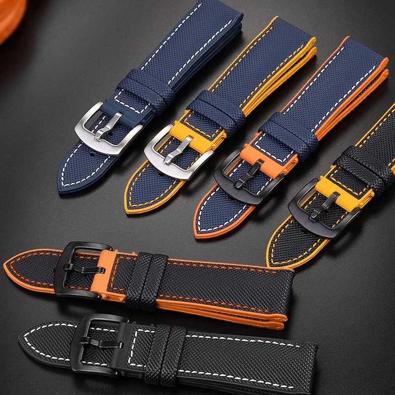 Highquality rubber strAP for IWC Pilot Mark 18 Portuguese Nylon Rubber Bottom Bracelet WATCHband 20mm 21mm 22mm W250928