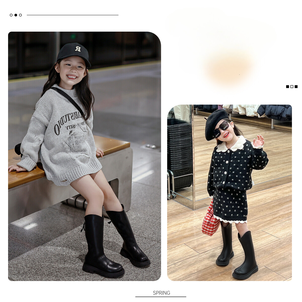 New autumn and winter women's boots, long boots, children's boots, Martin boots, high top wool lined leather boots, fashionable designer sho