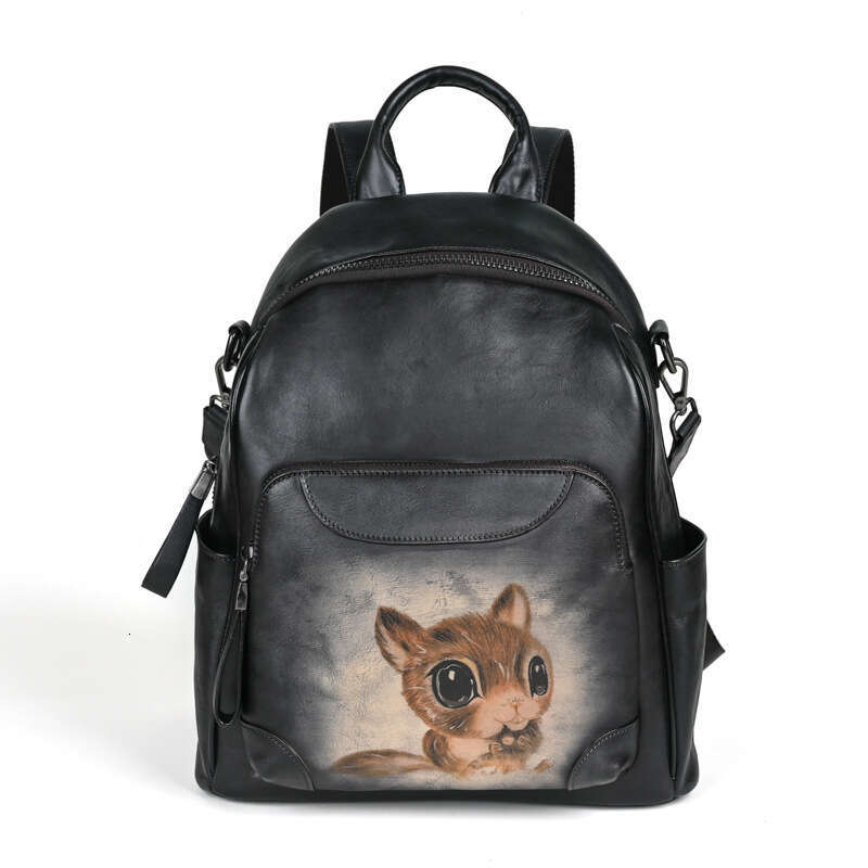 designer bag Luxury bag Top Layer Cowhide Chinese Style Large Capacity Backpack Vegetable Tanned Leather Double Shoulder Women's Bag Handmade Pra