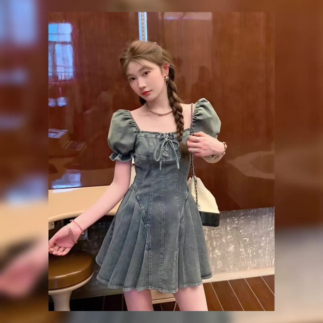 HM120 New retro short A-line skirt with slim waist