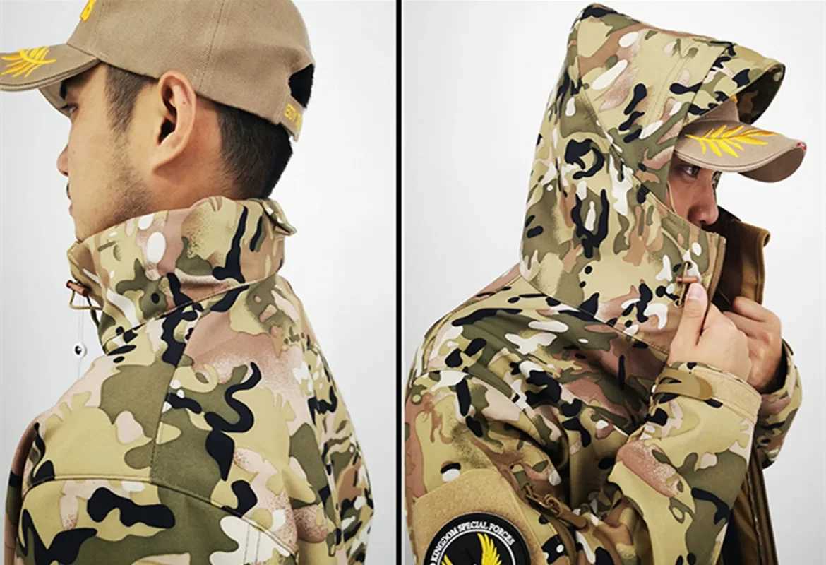 Soft Shell Tactical Training Army Outdoor Winter Wear Fur Thickened Waterproof Windproof Skiing Fishing Charge Suit Set W250928