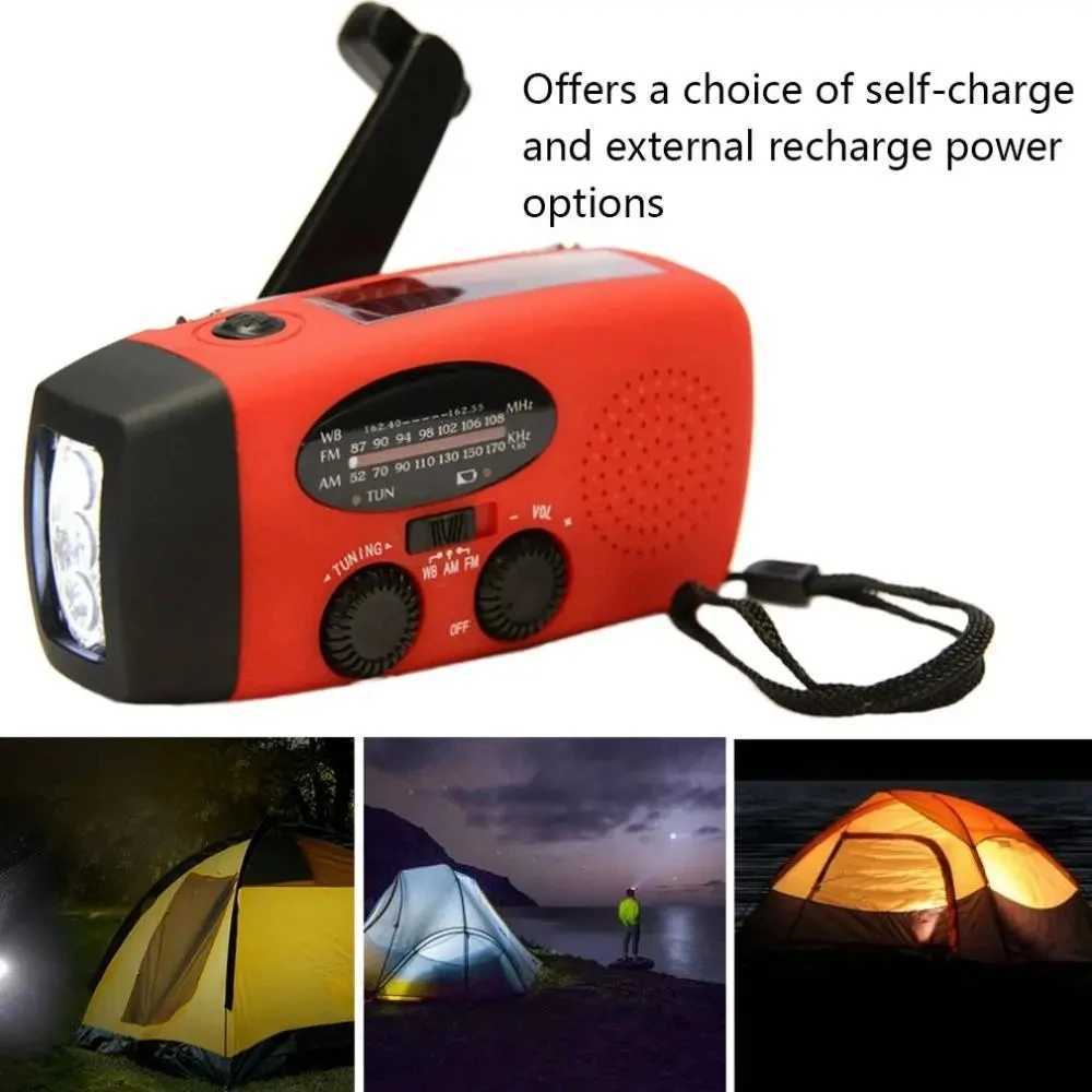 Outdoor Camping Emergency Radio Solar Hand Crank Dynamo Radio FMAMNOAA 2000Mah Phone Charger Power Bank Flashlight SOS C250928