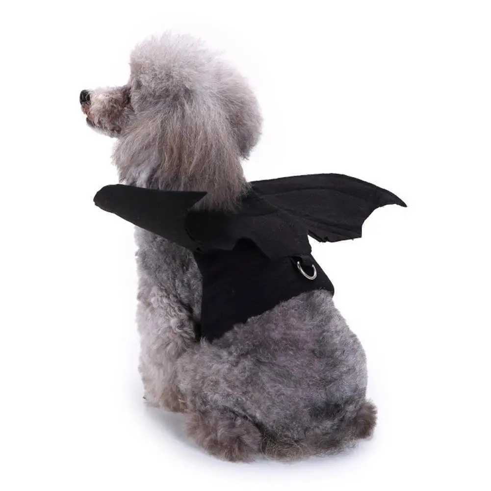1Pcs Halloween Cute Pet Clothes Black Bat Wings Harness Costume Cosplay Cat Dog Halloween Party for Pet Supplies X250928