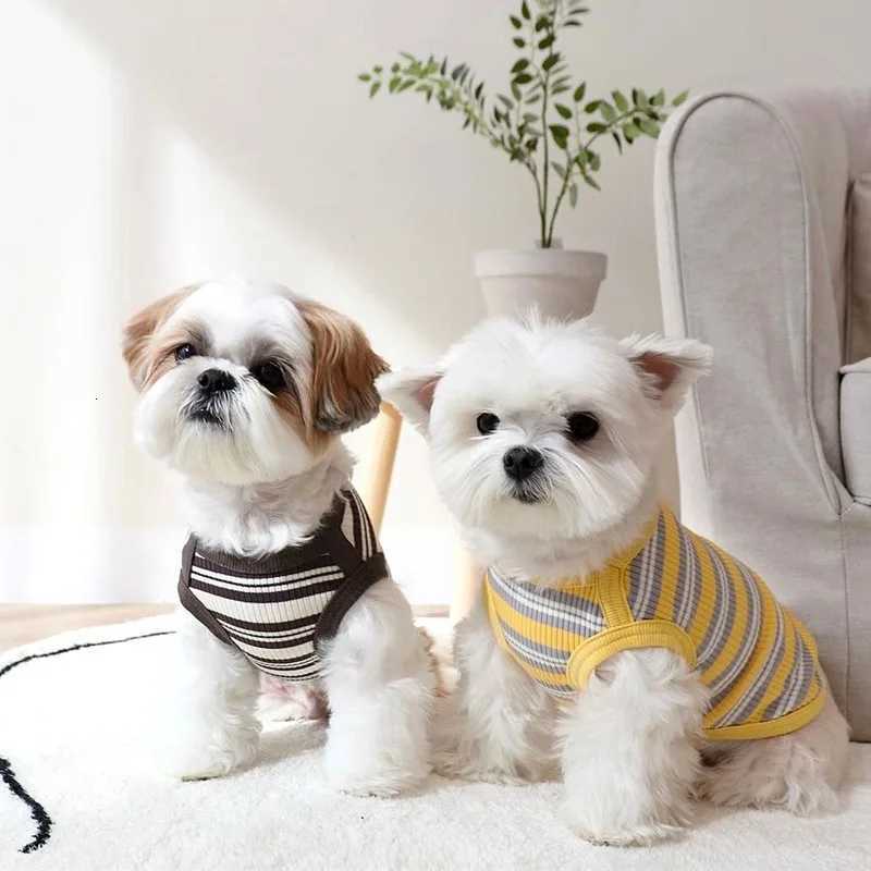 Cotton Rib Dog Shirt Sleeveless Stripe Vest for Small Dogs Teacup Chihuahua Yorkie Puppy Clothes Knitted Breathable Tank Tee X250928
