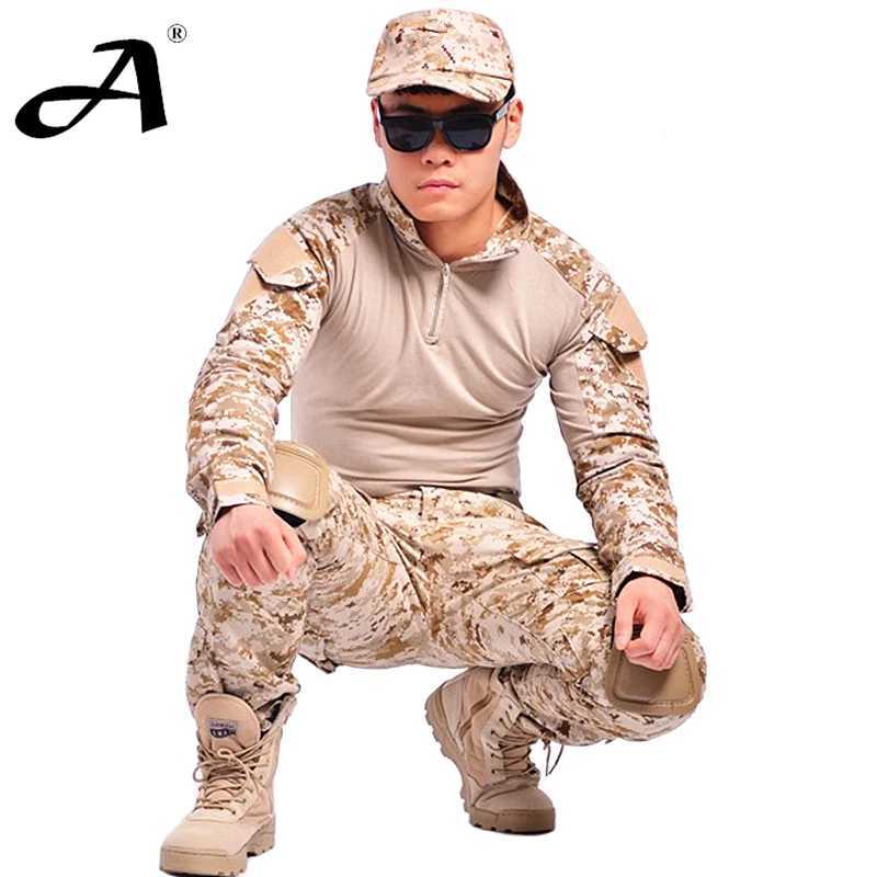 Tactical uniform clothing of the combat uniform tactical pants with knee pads camouflage clothes W250928