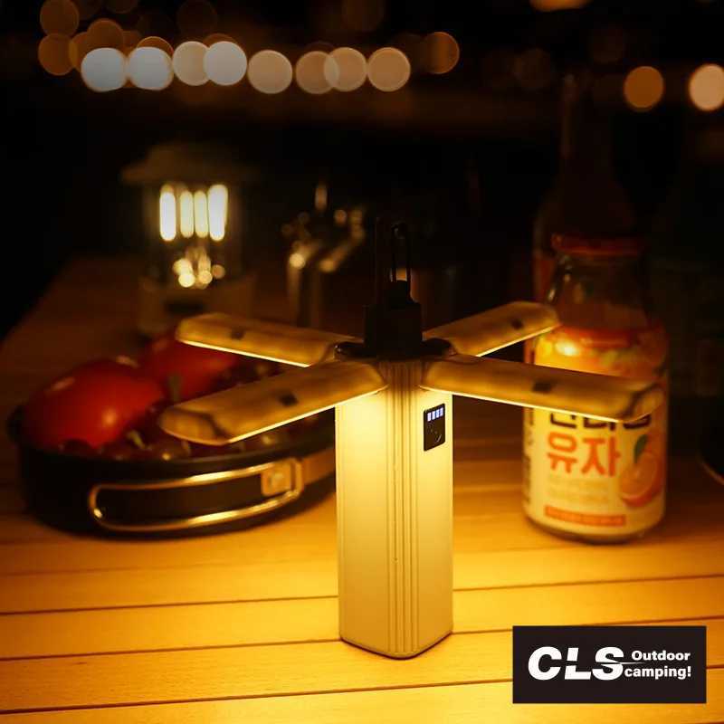 Outdoor Camping Light Tent Atmosphere Light Long Battery Life Fourleaf Folding Canopy Multifunctional LED Flashlight Camp Light C250928