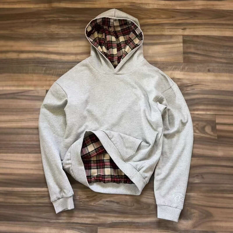 Autumn Winter American Hip Hop Reversible Plaid Print Loose Sweatshirt Unisex Pullover