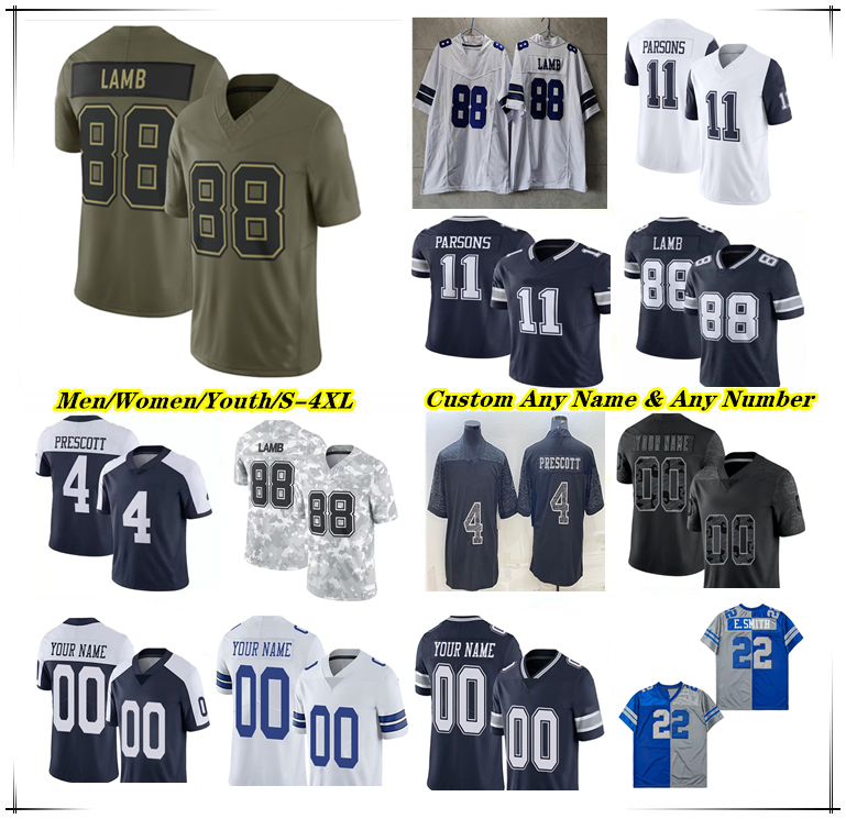 American Football Jersey Dak Prescott CeeDee Lamb Javonte Williams Miles Sanders Jake Ferguson George Pickens KaVontae Turpin Trevon Diggs Kenneth Murray Jr. 4XL