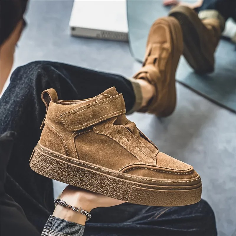 Mens High-top Waterproof Canvas Snowboots - Durable Athletic Footwear with Anti-slip Sole New Men's High Top Ankle Boots Winter Outdoor Wear-resi