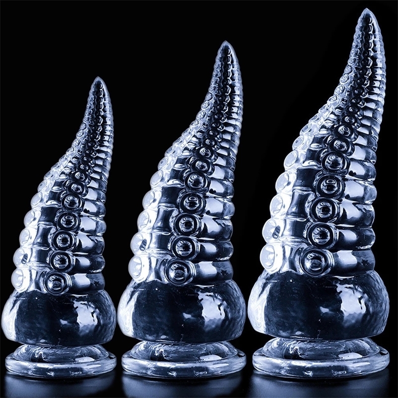 5-size transparent soft fake penis octopus tentacles large anal plug buttocks plug female male homosexual masturbation Anus stimulating adult sexy toy 250408