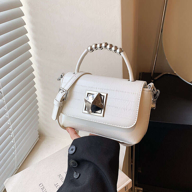 Women's Small Square Beaded Handbag - 2025 New Style Designer Crossbody Bag, Lock Buckle Shoulder Bag with Chic Look