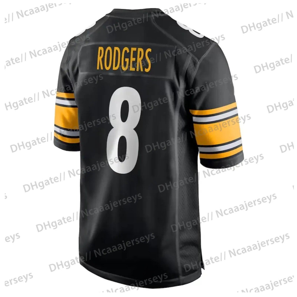 Personalized 8 Aaron Rodgers Will Howard Custom Football Jersey Metcalf 90 WATT Fields Fitzpatrick Wilson Embroidered Letter Number Design4