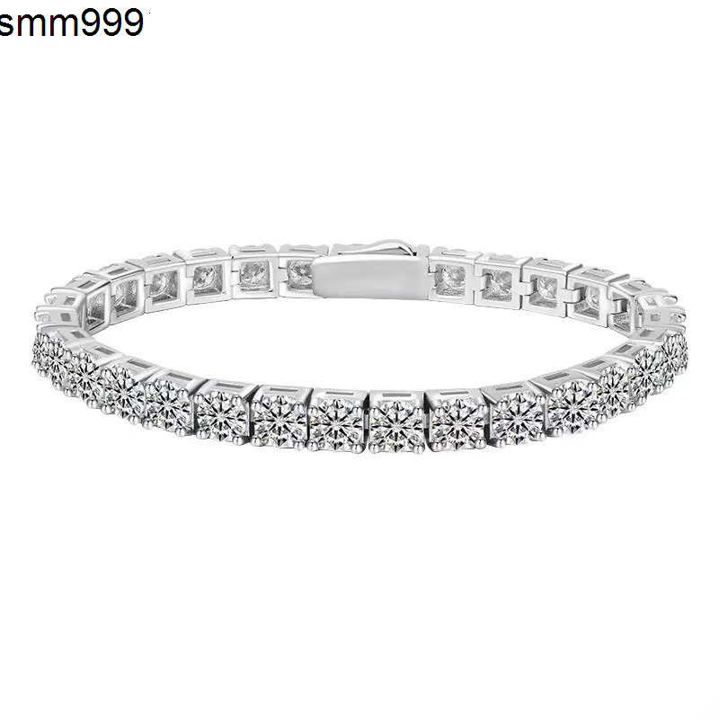 Ship From USA Hot Selling Iced Out Hip Hop Silver S925 4mm VVS1 Moissanite Diamond GRA Certificate Tennis Chain Bracelet Set