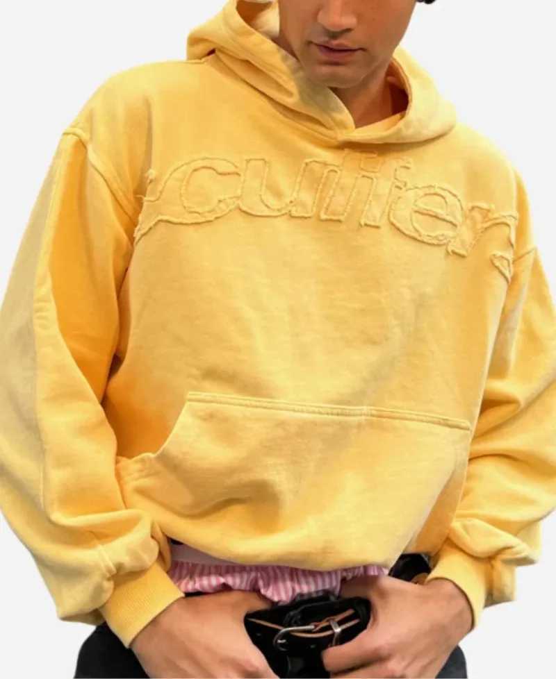 Mens Y2K Harajuku Oversized Hoodie 3D Embroidery Letter Vintage Yellow Streetwear Hip Hop Casual Sports Sweatshirt L250928