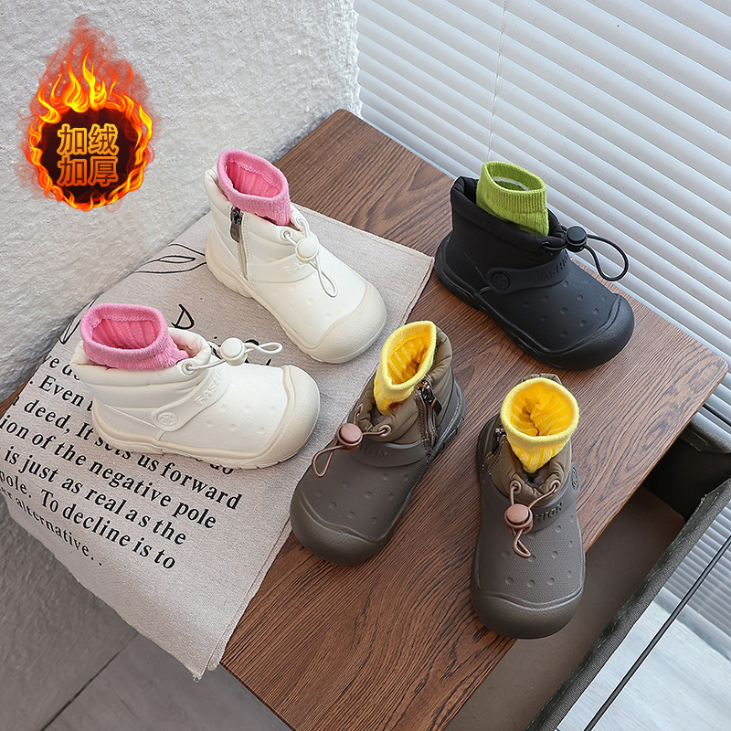 Winter sports style wool lined waterproof children's snow boots, thickened boys' cotton shoes, girls' snow cotton shoes, designer shoes