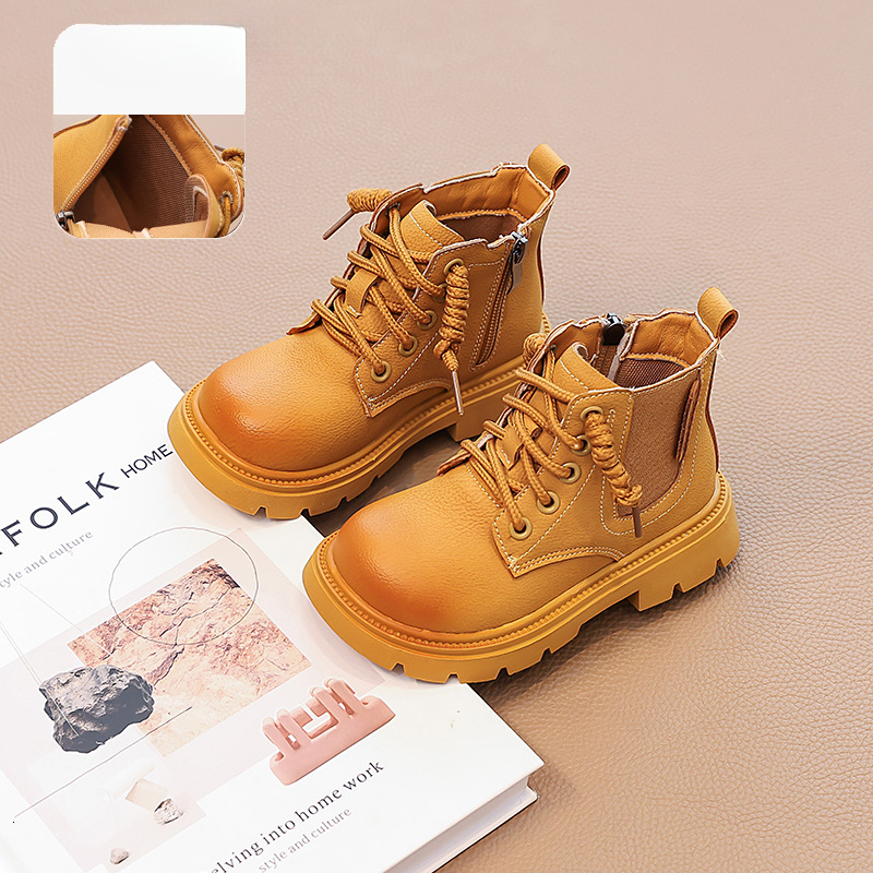 New winter men's and women's fashionable Martin boots, British style trendy short boots, yellow boots, wool cotton versatile boots, designer