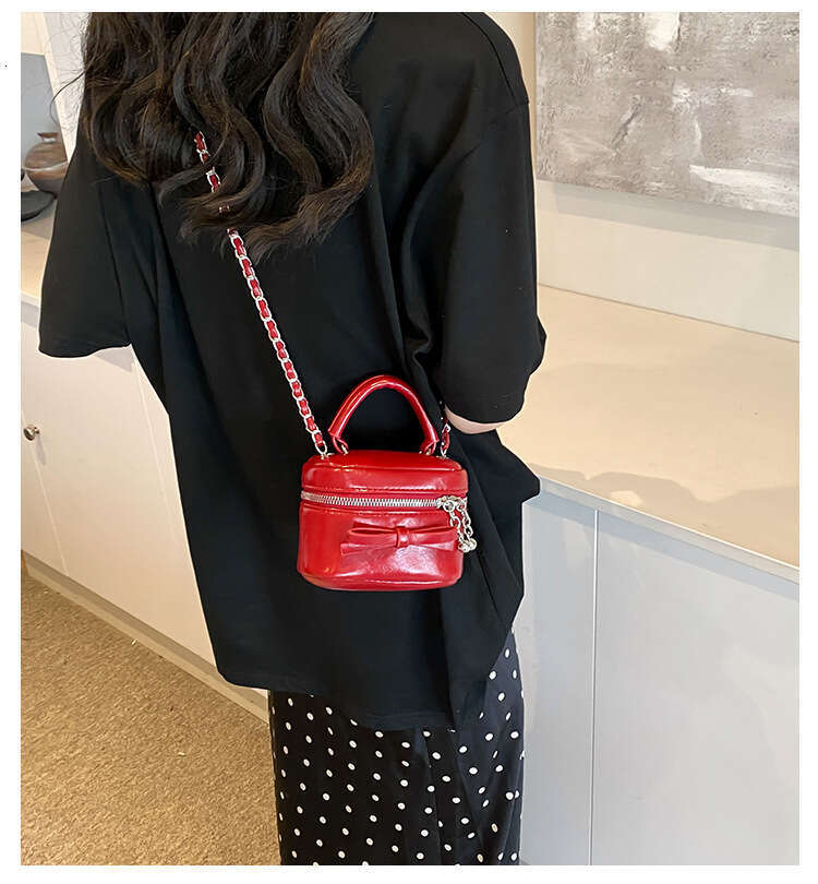 2025 New Korean Fashion Designer Bag - Women's Elegant Mini Bow Handbag with Chain Shoulder & Crossbody Style
