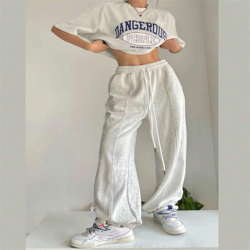 Women Sweatpants Casual Joggers Harajuku Hip Hop Korean Fashion Y2k Female Wide Leg Sportswear Trousers Streetwear Loose 250306