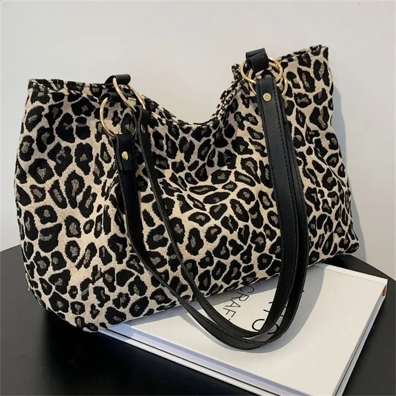 Fashion Tote Bags Shopping and Travel Canvas Women Handbags Large Capacity Leopard Shoulder 240815ZYl