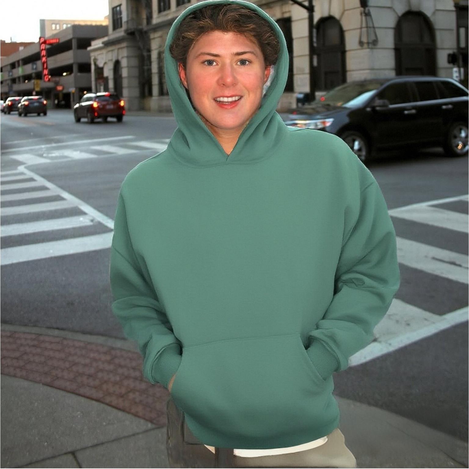 Solid Color Hoodie - Loose American Retro Casual Top, Unisex, Customizable Pattern-04009