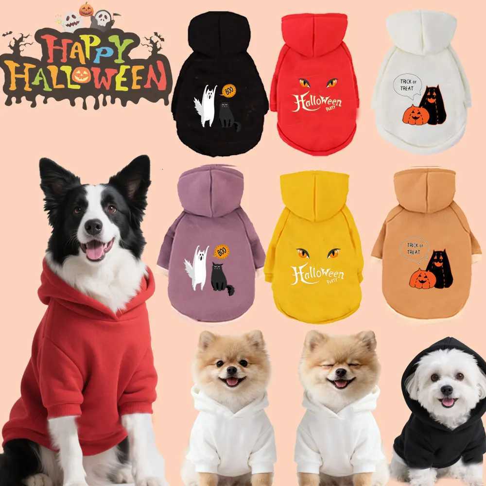 Halloween Pet Hooded Sweatshirt Cats Dogs Celebrating Halloween Parties EasterThemed Print Pattern Autumn And Winter X250928