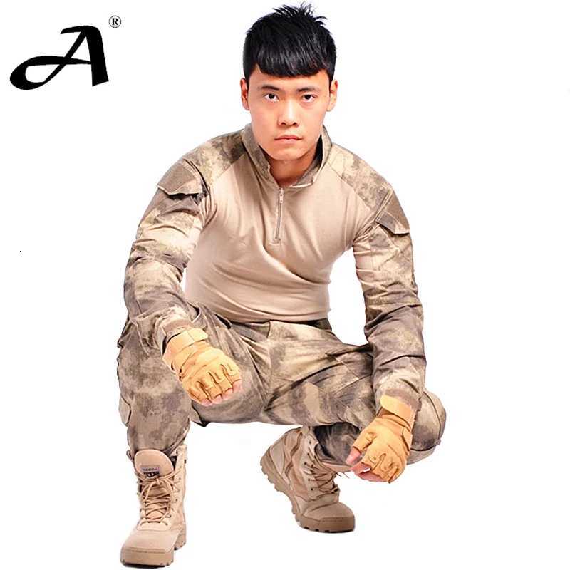 Tactical uniform clothing of the combat uniform tactical pants with knee pads camouflage clothes W250928