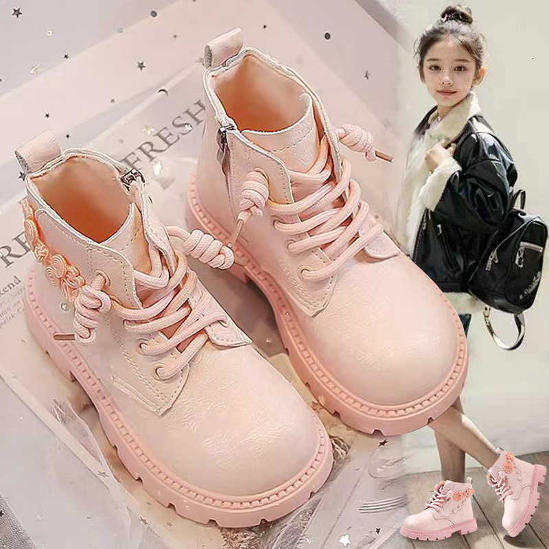 Autumn and Winter New Women's Children's Short Boots Soft Bottom Princess Martin Boots Large Children's Shoes British Trendy Leather Bo