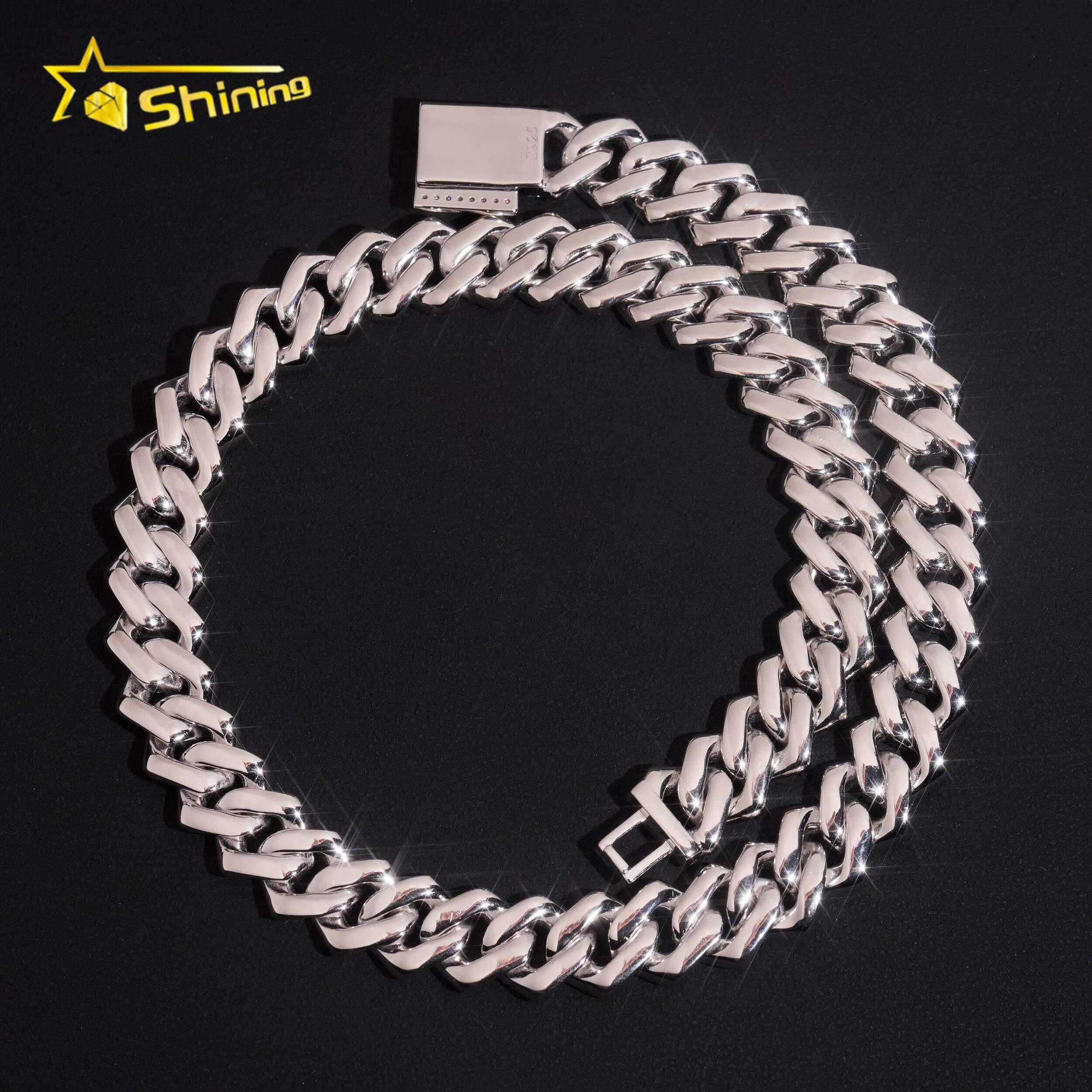 New ArrivalHot Selling 14mm 925 Silver Hip Hop Miami Moissanite Cuban Link Chain