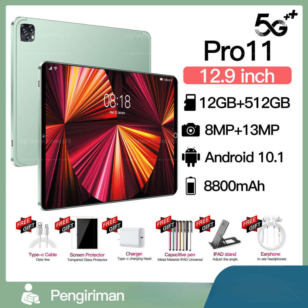 10inch Original Pad pro11 Tablets Android 14 Tab 22GB+2TB Global Version 5G Dual SIM 8800mAh WiFi Tablet PC kids With keyboard