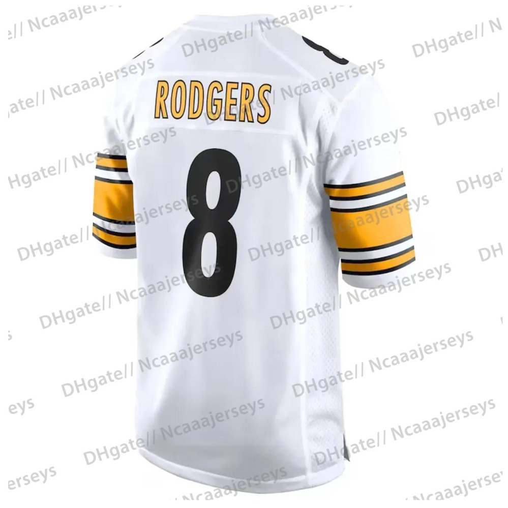 Personalized 8 Aaron Rodgers Will Howard Custom Football Jersey Metcalf 90 WATT Fields Fitzpatrick Wilson Embroidered Letter Number Design4