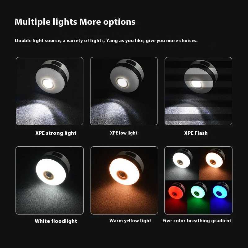 Rechargeable Camping Tent Light LED Portable Lantern Flashlight with 6 Light Modes Hanging Hook Buitin Battery C250928