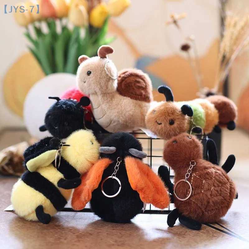 1 Piece Small Insect Plush Toy Doll Keychain Creative Stuffed Doll Bag Pendant Cute Snail Bee Keyring Birthday GiftXJ250928