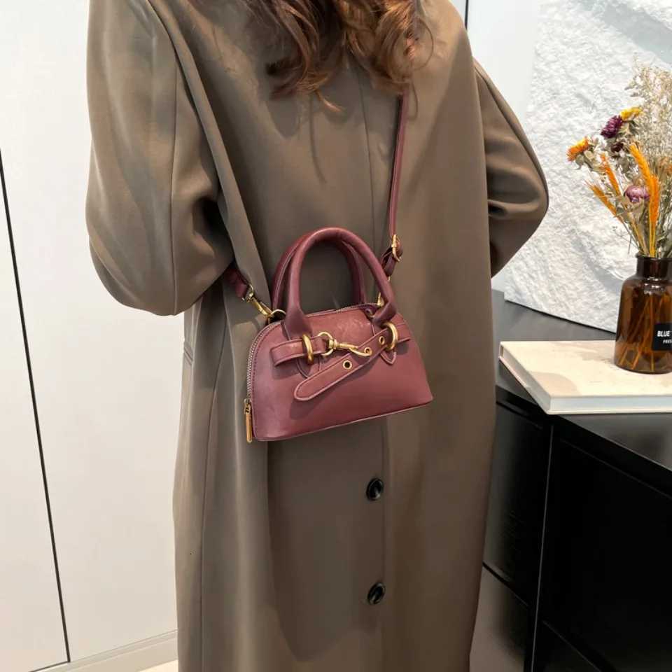 Small Size Tophandle Bags For Women Belt Buckle Design Mini Shoulder Cross Body Shell Bag Luxury Designer Purses And Handbags Z250928