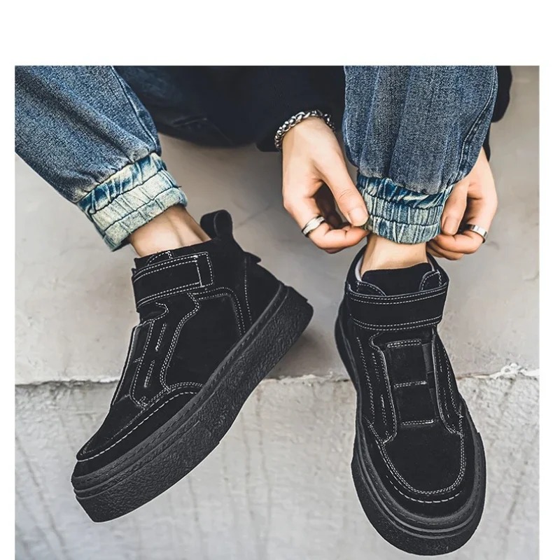 Mens High-top Waterproof Canvas Snowboots - Durable Athletic Footwear with Anti-slip Sole New Men's High Top Ankle Boots Winter Outdoor Wear-resi