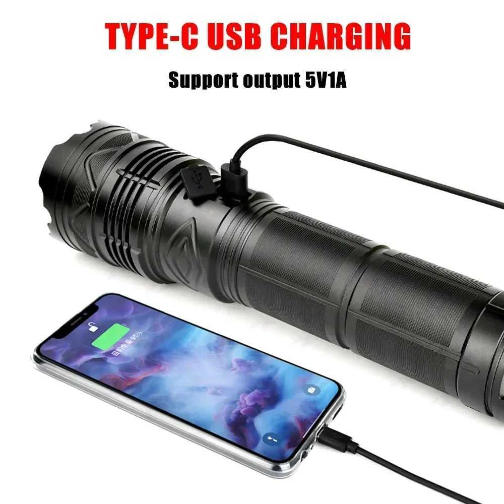 Most Powerful GT60 LED Flashlight Longrange Lighting Long Endurance Powerful Torch TypeC Charging Tactical Camping Lantern D250928