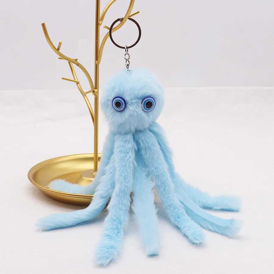 Cartoon Plush Octopus Keychain Blue Pink Multicolor Sea Animal Doll Pendant Toy Funny Hairy Key Chain Ring for Women Kids GiftXJ250928