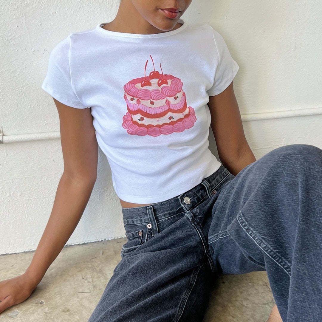 New Y2K Short Sleeve Womens Round Neck Spicy Girl Short TShirt 250628