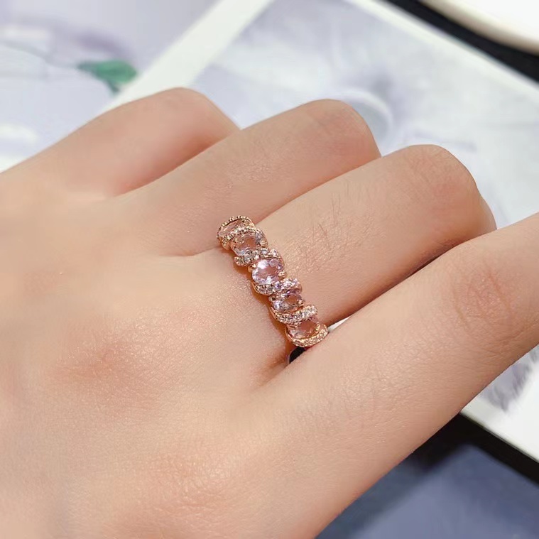 Natural Morganite ring real 925 silver Morganite jewelry with certificate 3mm*4mm total 0.6ct 925 silver jewelry gift for girlfriend