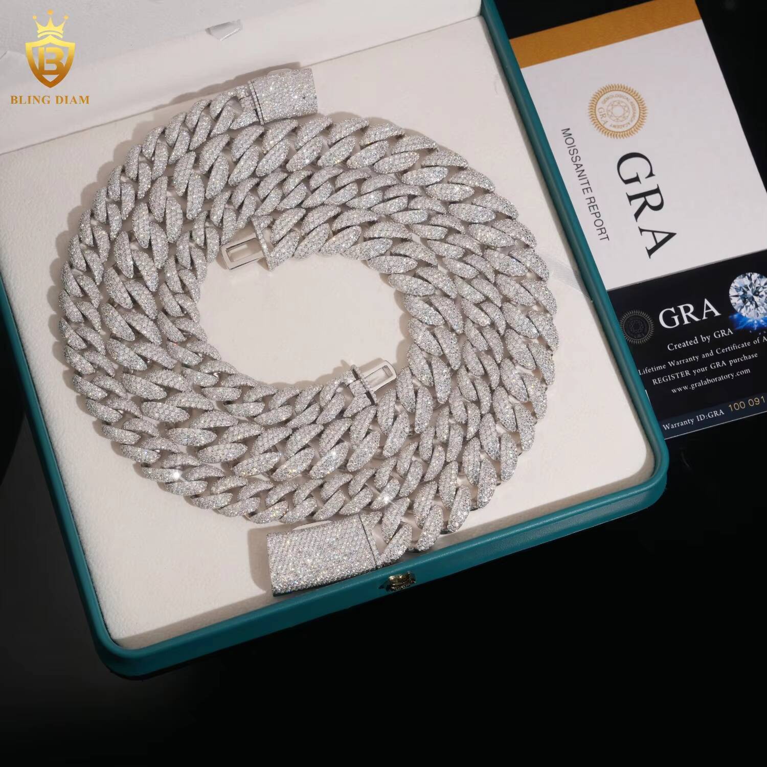 Hip Hop Styles Jewelry 20MM 22mm Moissanite Diamond Cuban Link Chain 925 Silver Iced Out Cuban Link Necklace Pass Diamond Tester